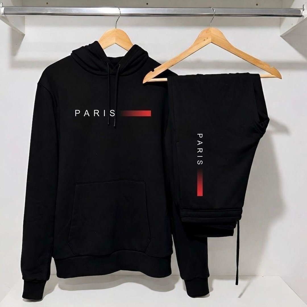 Conjunto Moletom Unissex Paris Canguru Com Capuz Calça