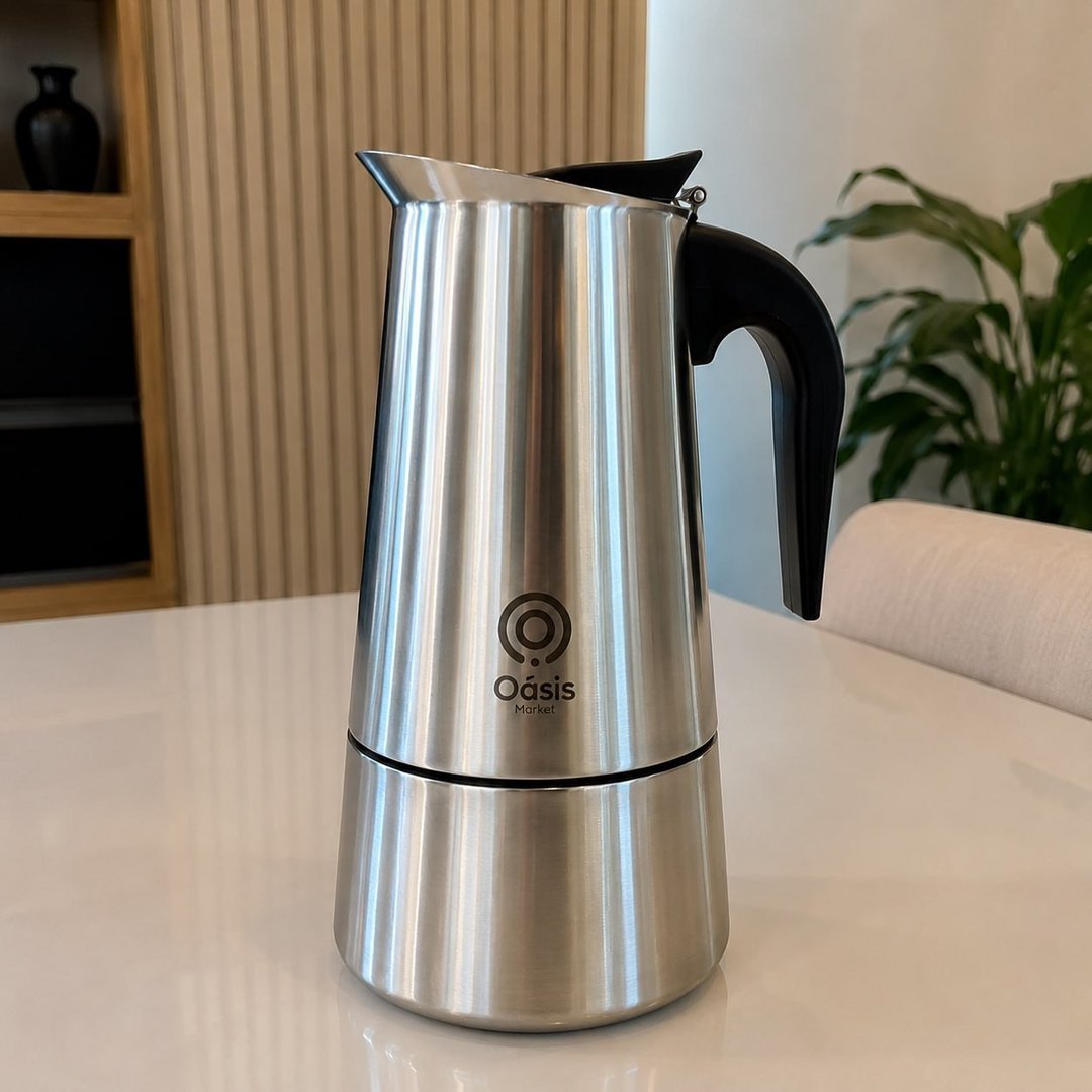 Cafeteira De Fogão 6 Xícaras Aço Inoxidável Italiana 300ml