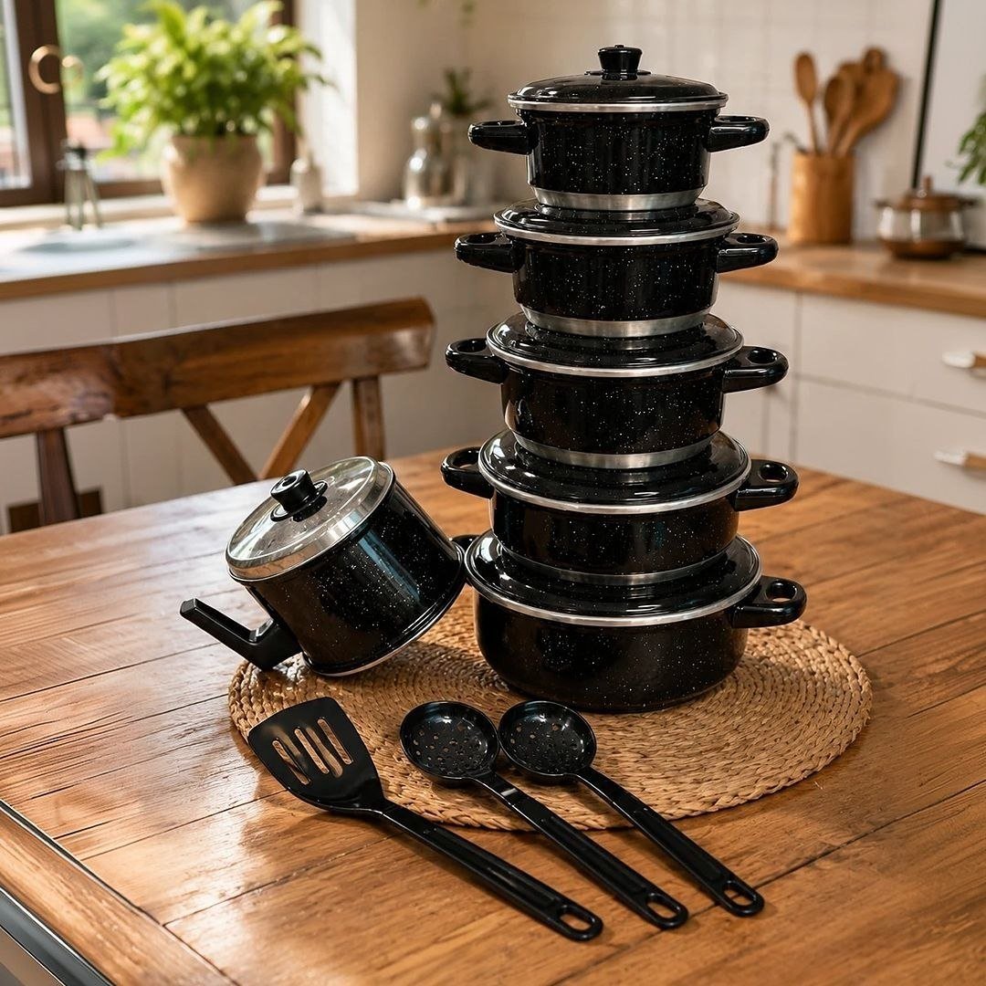 Jogo De Panelas Com 6 Peças + Cor Preto Pigmentado