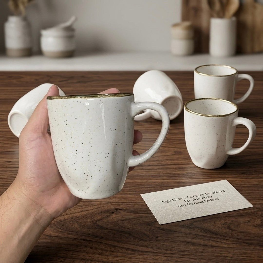 Kit 6 Canecas De Porcelana 260ml Oxford Ryo Maresia