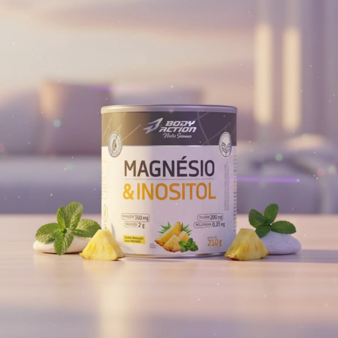 Magnésio E Inositol 210g Bodyaction Abacaxi Com Hortelã
