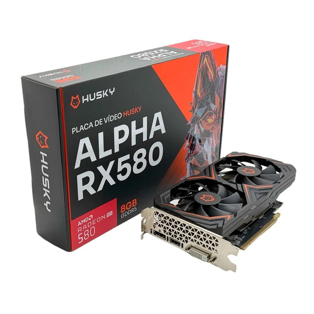 Placa De Vídeo Husky Alpha RX 580, AMD, 8GB, GDDR5, 256-Bit, HDMI, DVI, DisplayPort HVG580